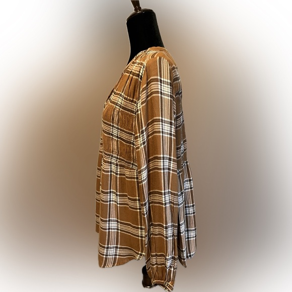 Westbound Brown Tartan Plaid Button Front Top size XL - Picture 4 of 12